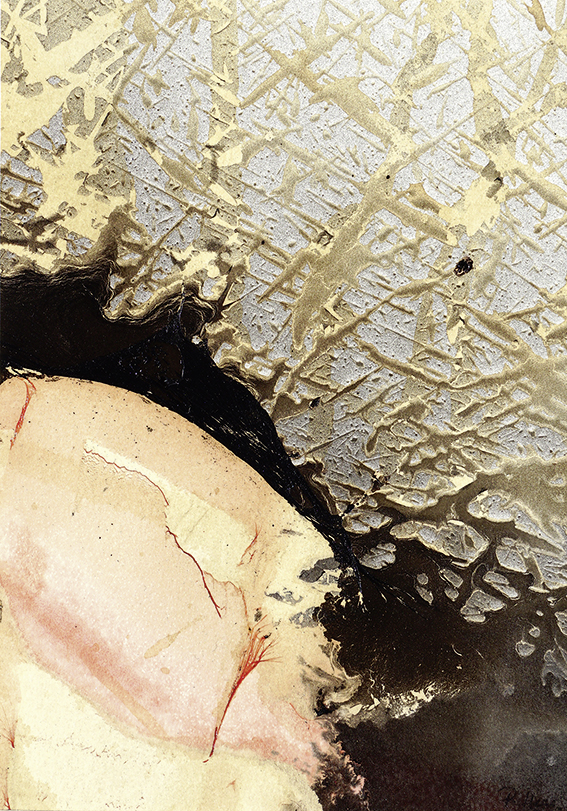 Bild_Einladung.jpg O.T., Acryl und Wein/Papier, 20x14cm, 2015